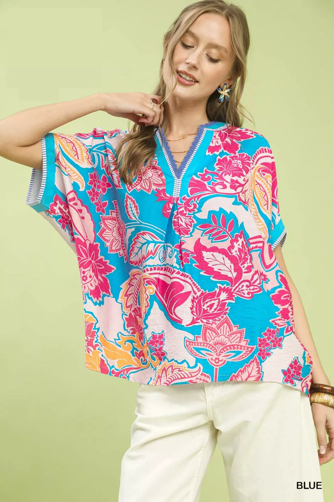 Abstract Print Oversized Top by Umgee