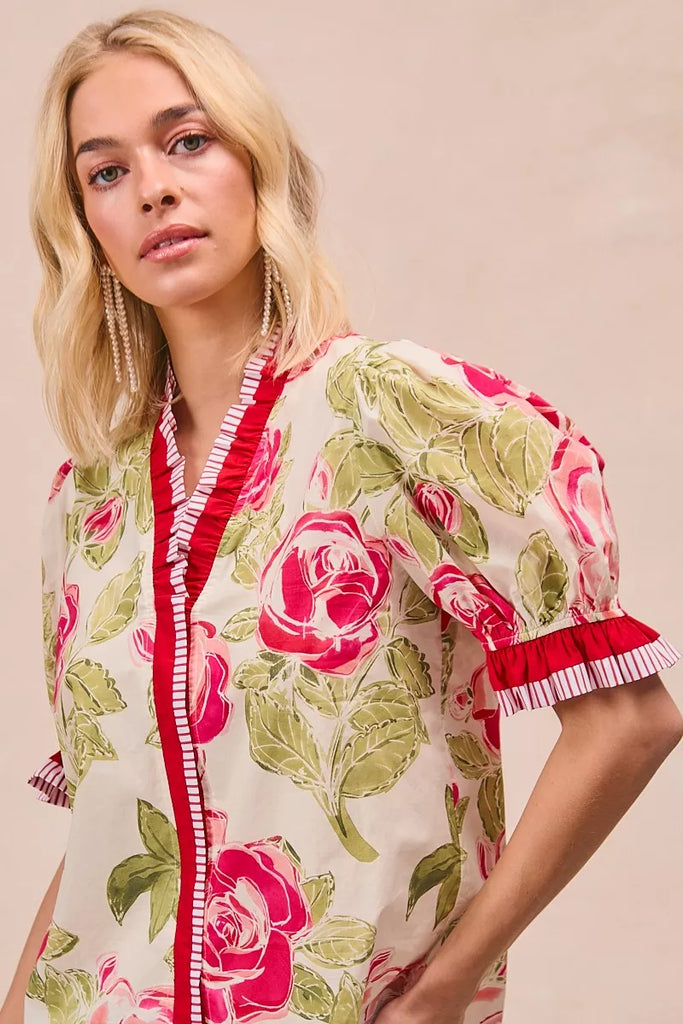 Floral Print Ruffled Blouse by BiBi