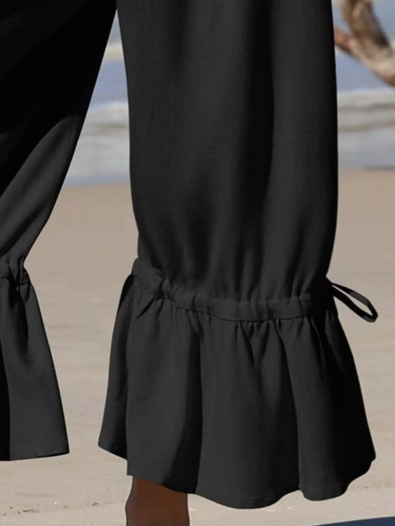 Barnyard Whispers Wide Leg Pants with Ruffle Hem