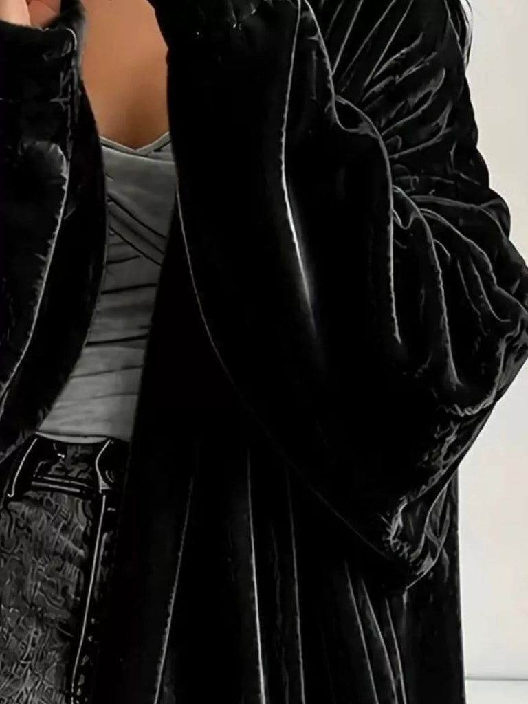 Me and You Velvet Open-Front Velvet Maxi Jacket