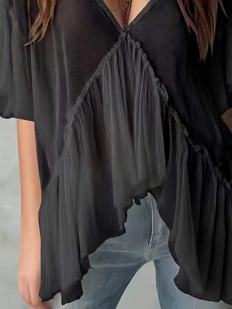 Ibiza Soft Chiffon Ruffled Blouse