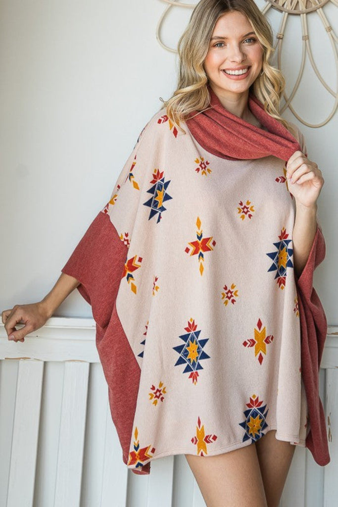 Howl at the Moon Aztec Print Poncho