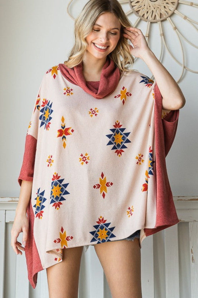 Howl at the Moon Aztec Print Poncho