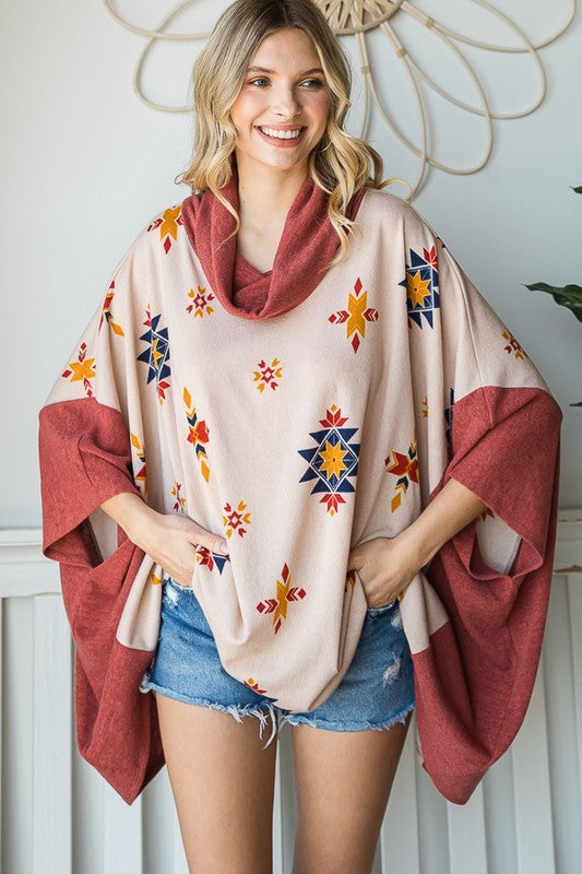 Howl at the Moon Aztec Print Poncho