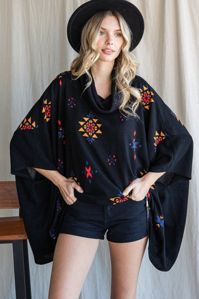 Howl at the Moon Aztec Print Poncho