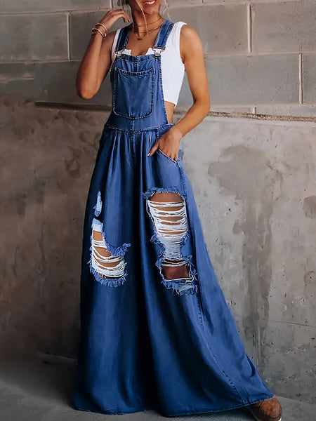Cowgirl Up Distressed Overalls