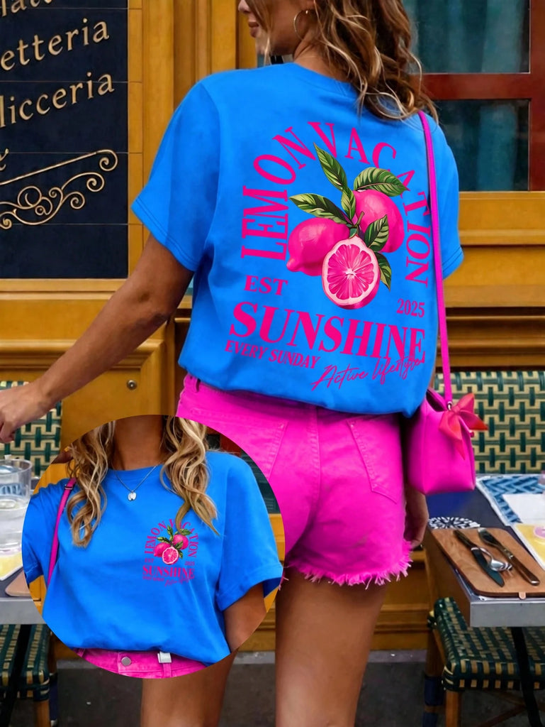 Lemon Vacation Fruit Print Tee
