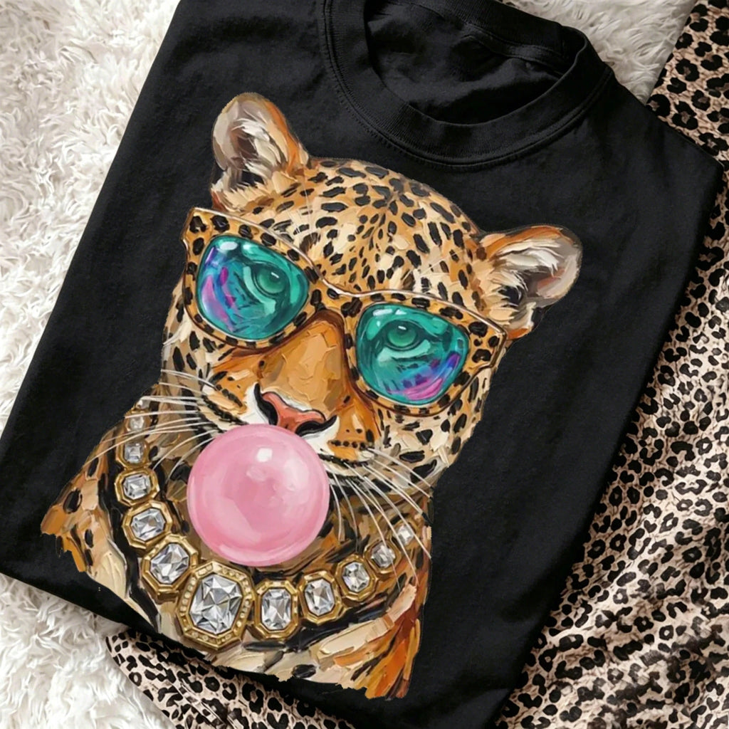Cool Leopard Blowing Bubble Gum Punk(ish) T-Shirt