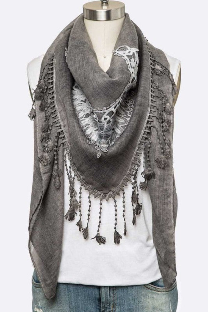 Sugar and Spice Fringe Laced Shawl Scarf