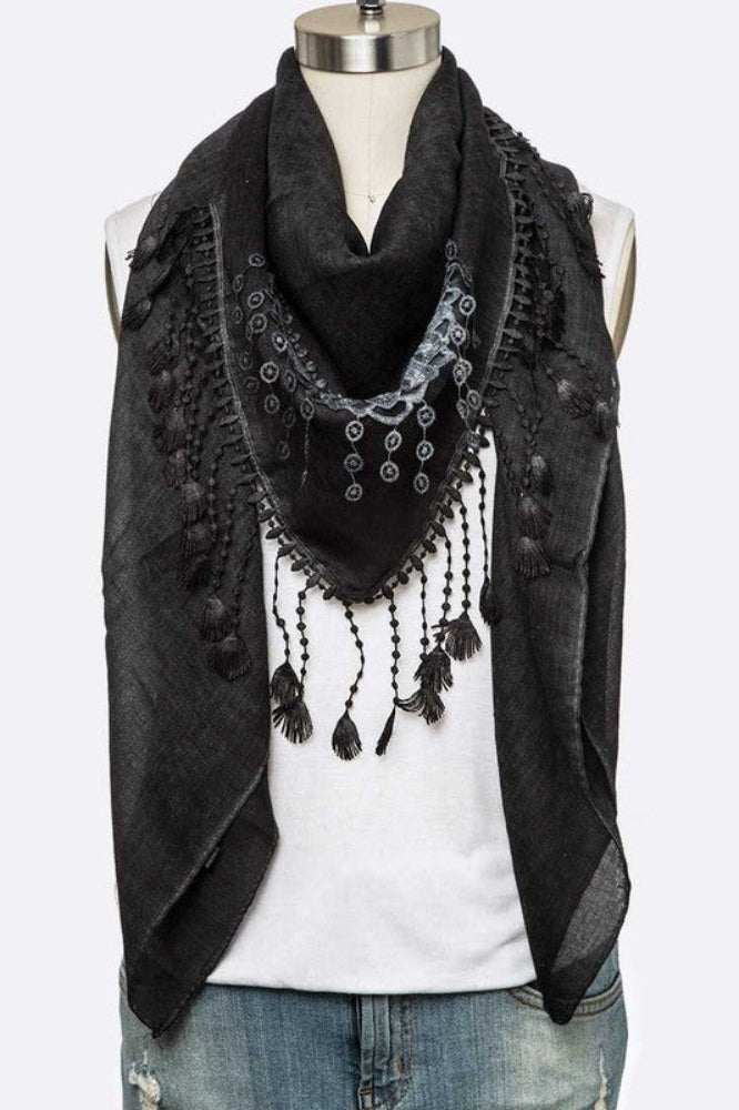 Sugar and Spice Fringe Laced Shawl Scarf