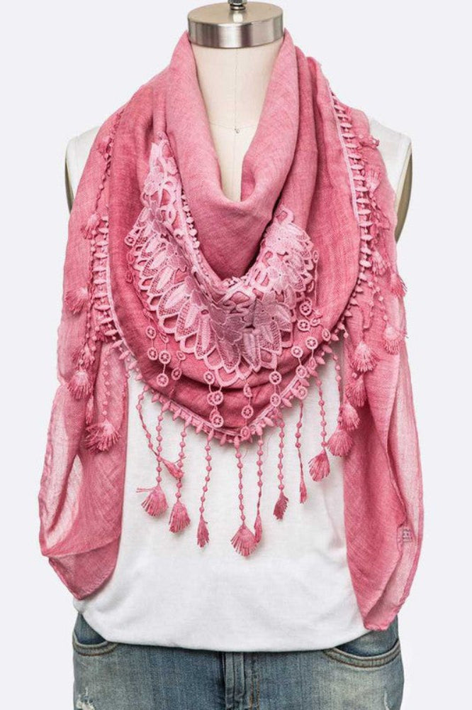 Sugar and Spice Fringe Laced Shawl Scarf