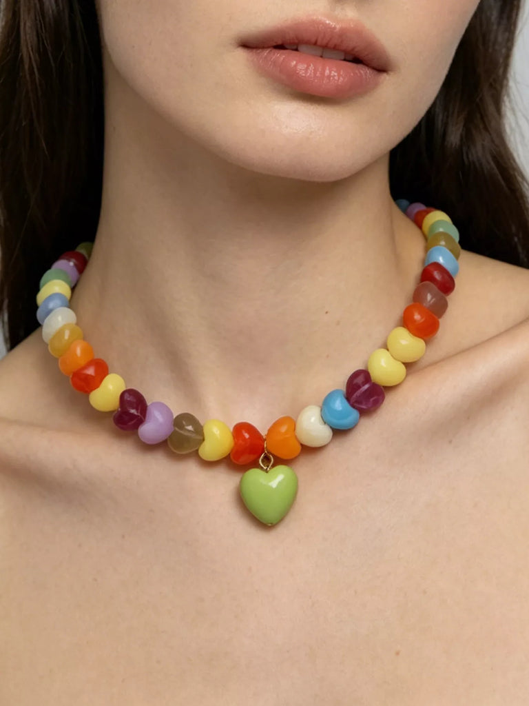 Lilly Colorful Heart Bead Necklace