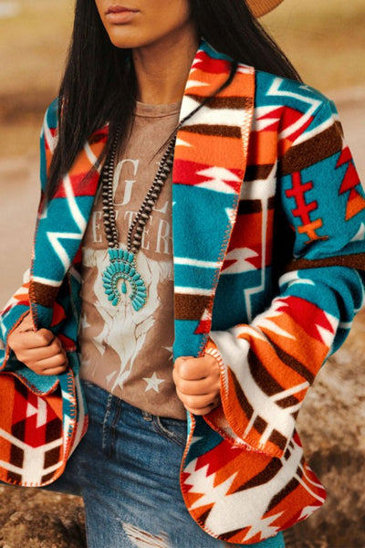 Favorite Things Sky Blue Aztec Printed Jacket