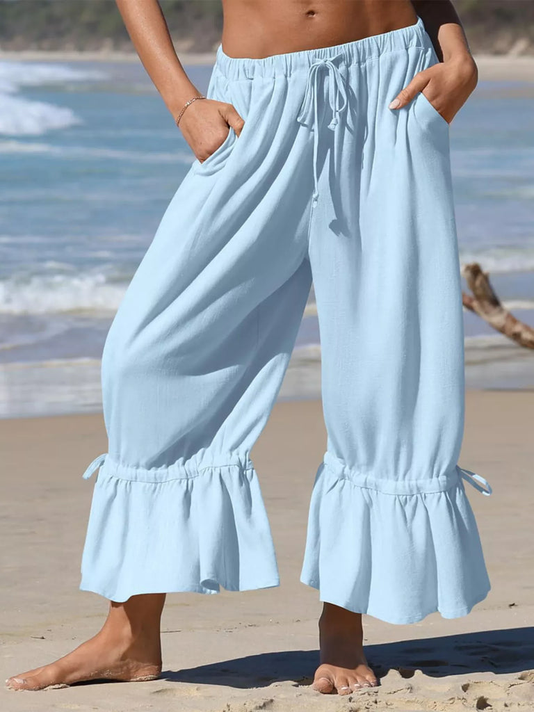 Barnyard Whispers Wide Leg Pants with Ruffle Hem
