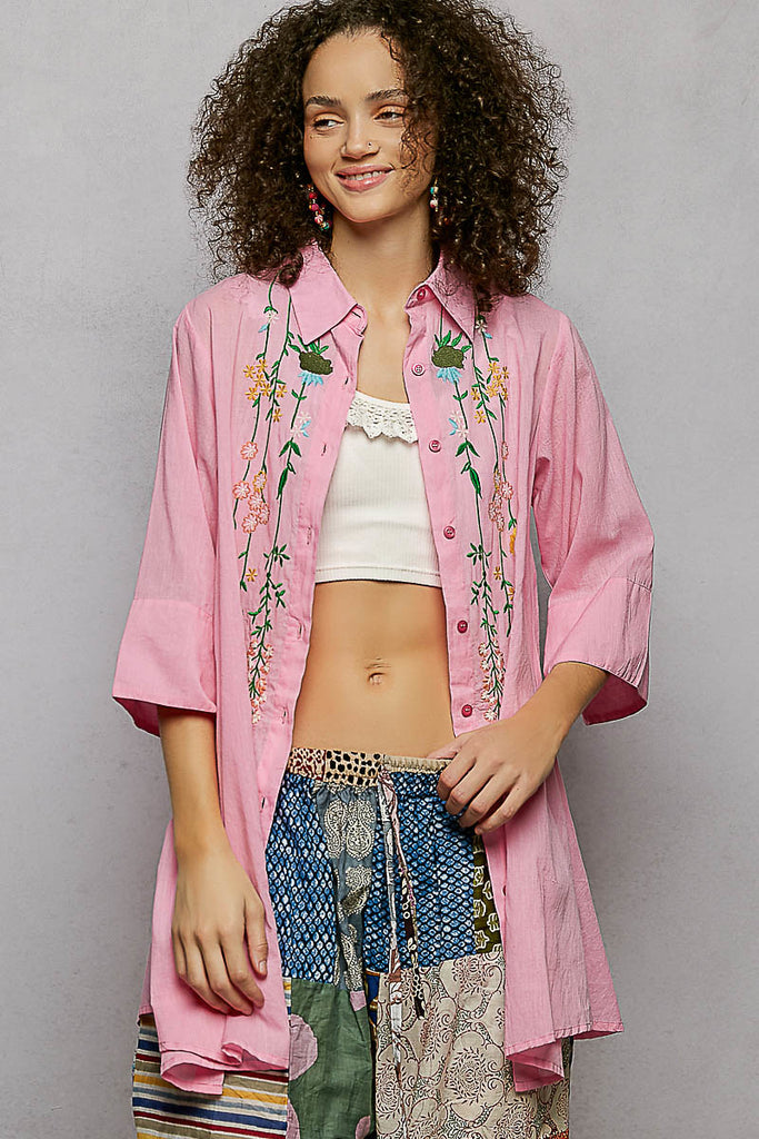 Floral Embroidered Shirt by POL