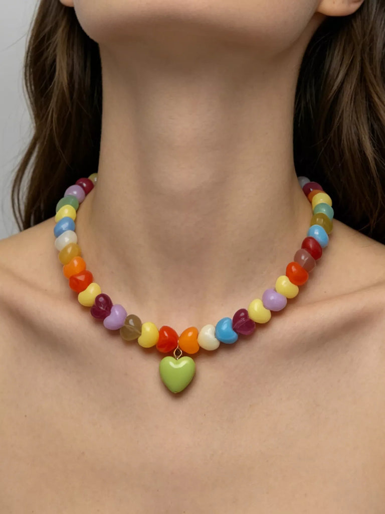 Lilly Colorful Heart Bead Necklace
