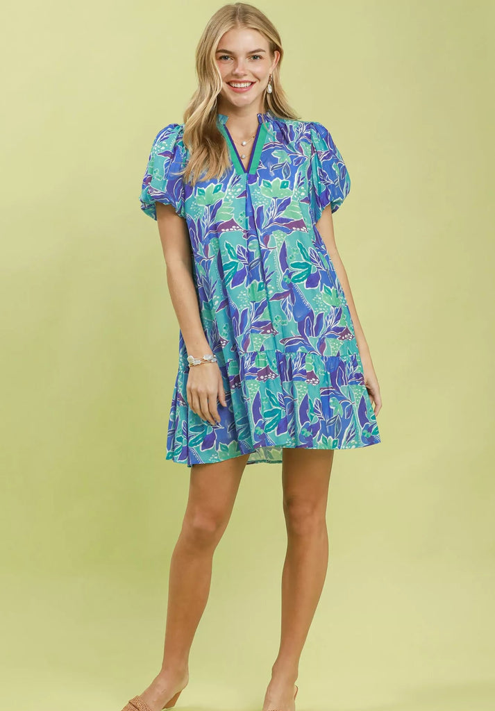 Tropical Floral Tiered Mini Dress by Umgee