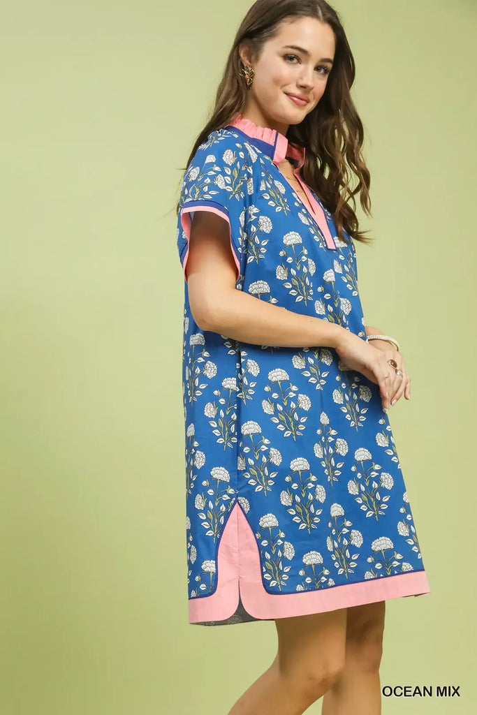 Printed Short Sleeve Shift Dress by Umgee
