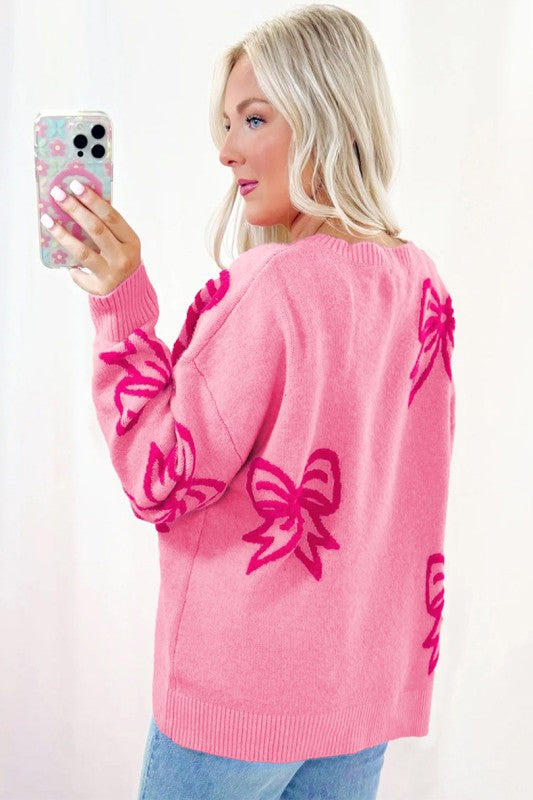 Oh So Coquette Pink Bow Sweater