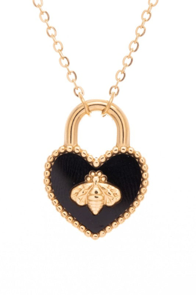 Queen Bee Heart Gold Plated Pendant Necklace
