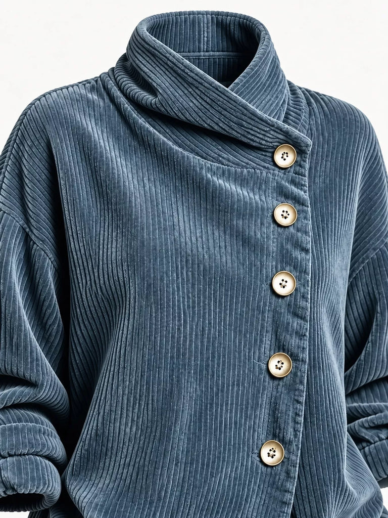 LaLa Asymmetric Button-Down Corduroy Jacket