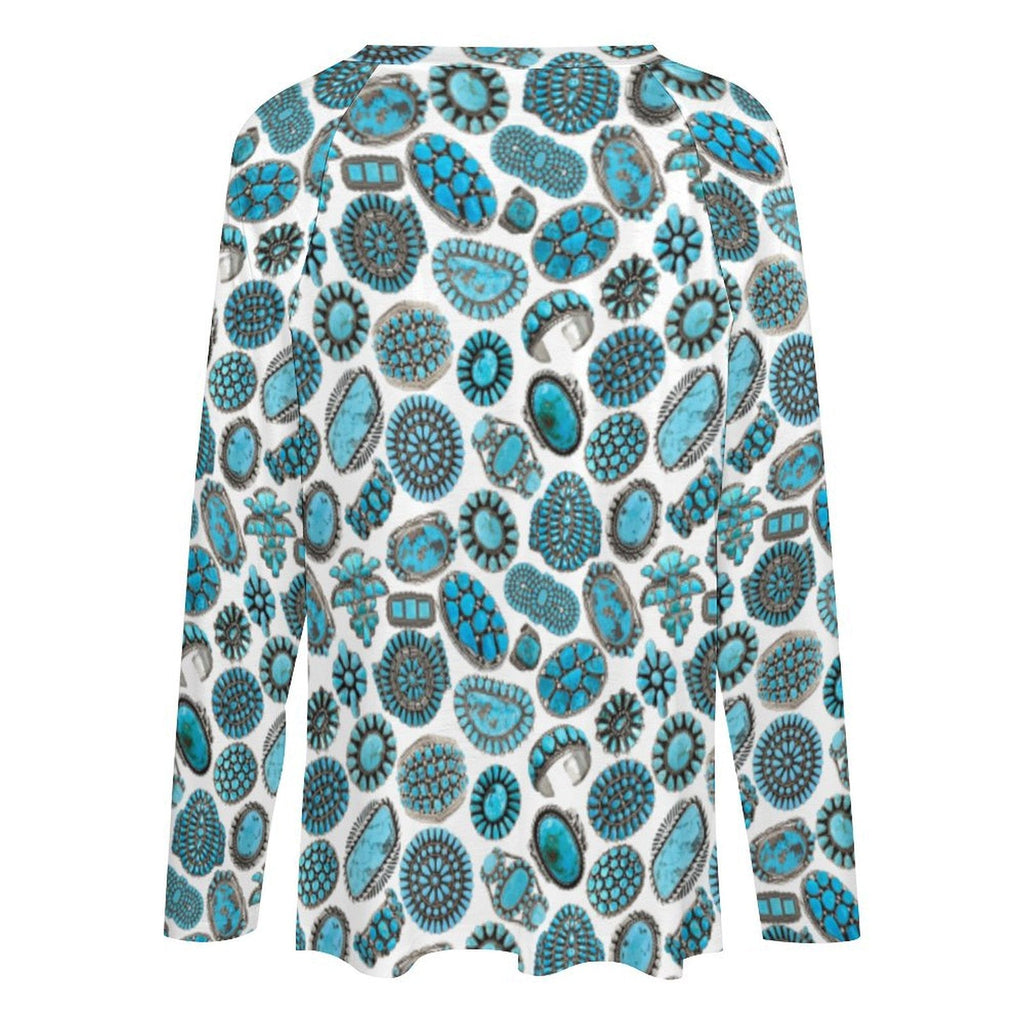 Turquoise Crazy Long Sleeve Top from Baha Ranch