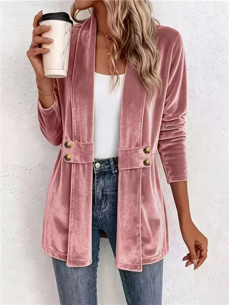 Velvet Open-Front Jacket