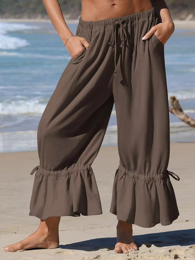 Barnyard Whispers Wide Leg Pants with Ruffle Hem