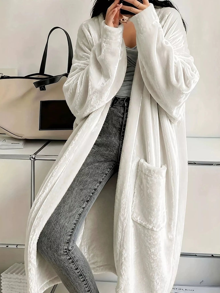 Me and You Velvet Open-Front Velvet Maxi Jacket