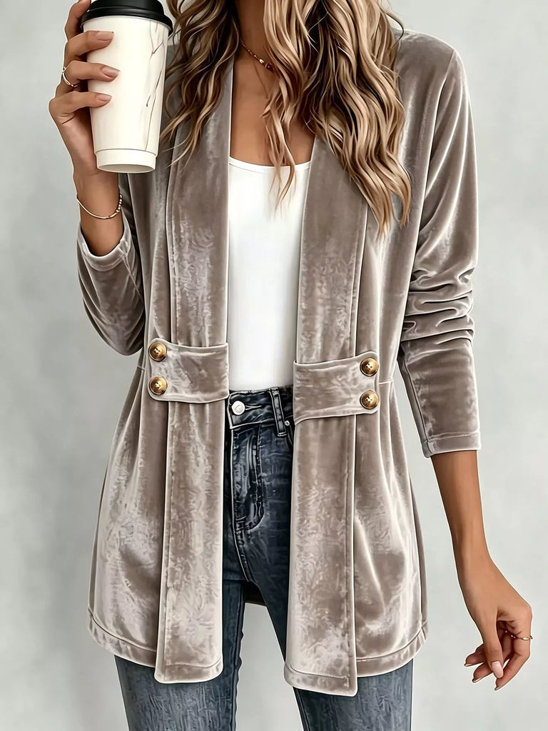Velvet Open-Front Jacket