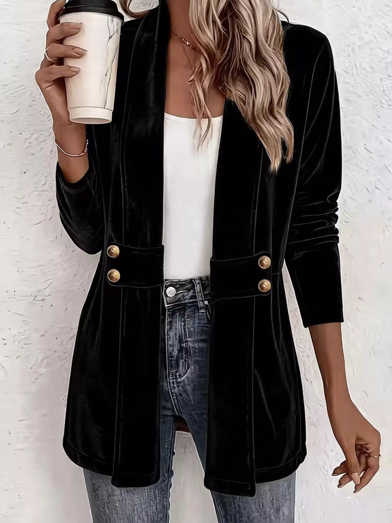 Velvet Open-Front Jacket