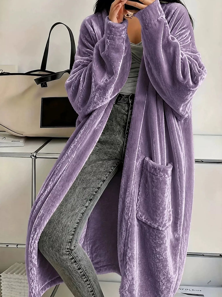 Me and You Velvet Open-Front Velvet Maxi Jacket