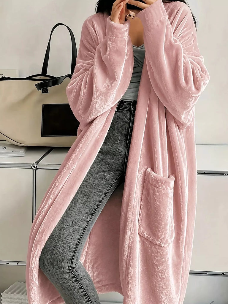 Me and You Velvet Open-Front Velvet Maxi Jacket