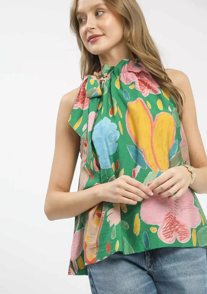 Floral Halter Neck Top by Umgee
