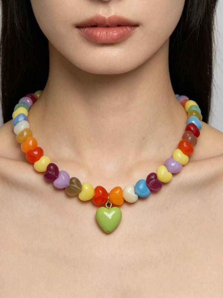 Lilly Colorful Heart Bead Necklace