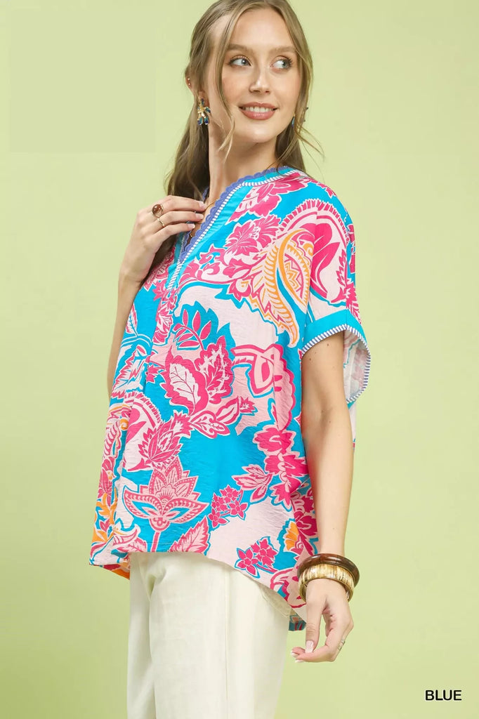 Abstract Print Oversized Top by Umgee