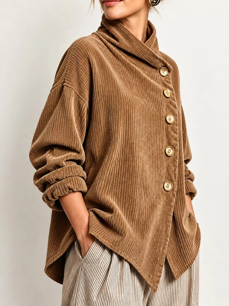 LaLa Asymmetric Button-Down Corduroy Jacket
