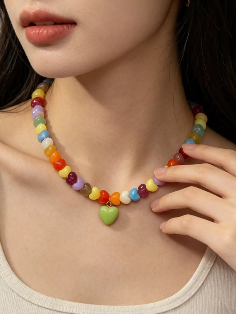 Lilly Colorful Heart Bead Necklace
