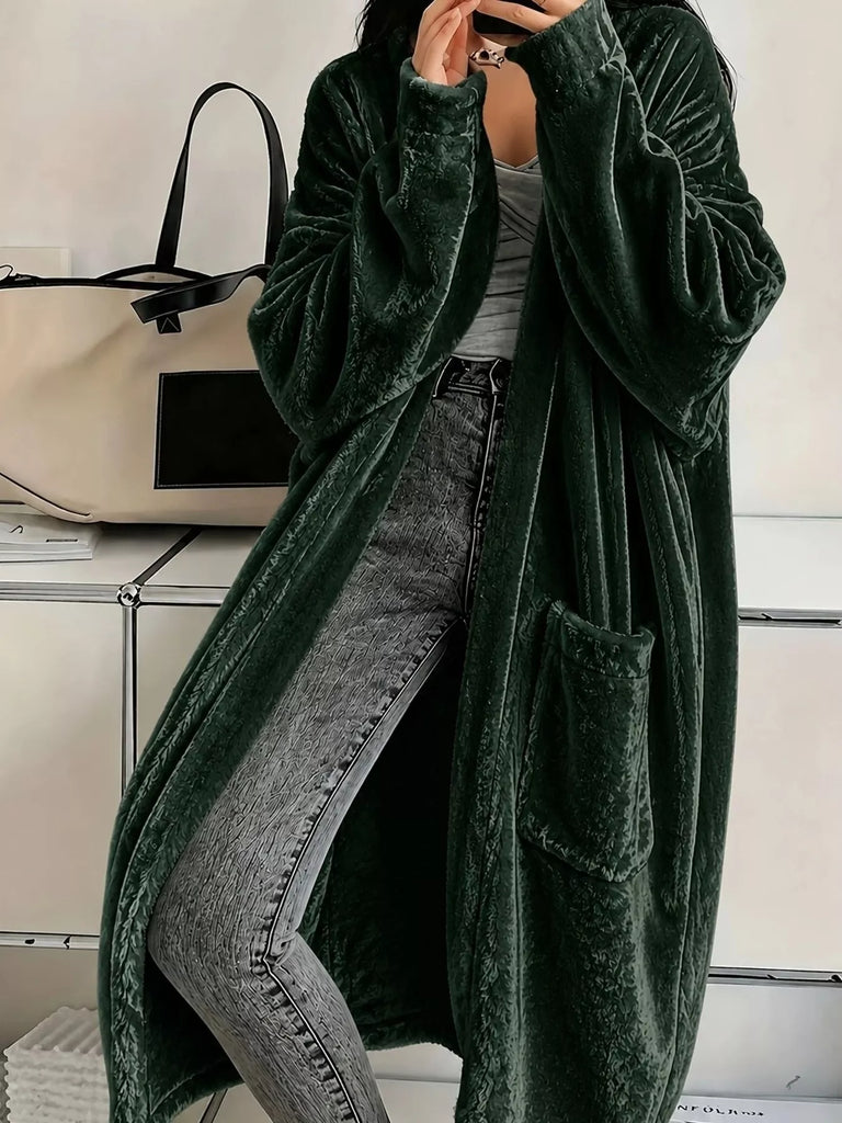Me and You Velvet Open-Front Velvet Maxi Jacket