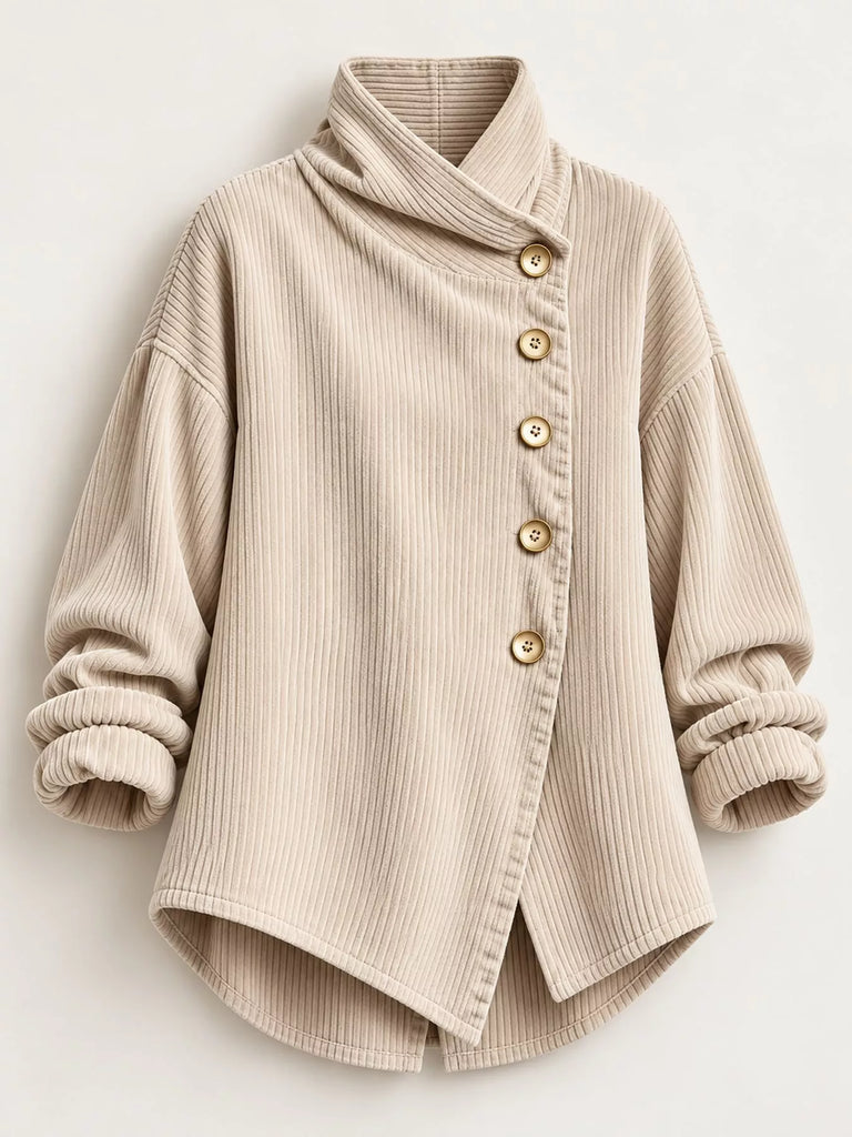 LaLa Asymmetric Button-Down Corduroy Jacket