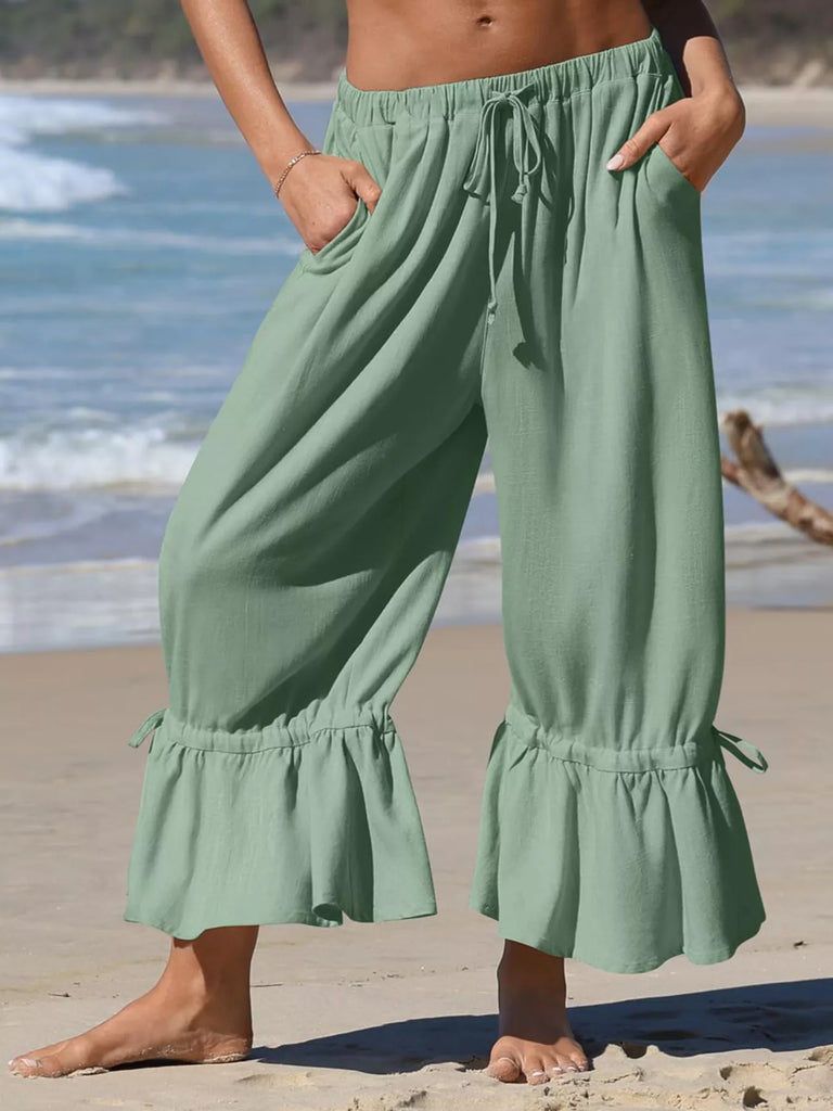 Barnyard Whispers Wide Leg Pants with Ruffle Hem
