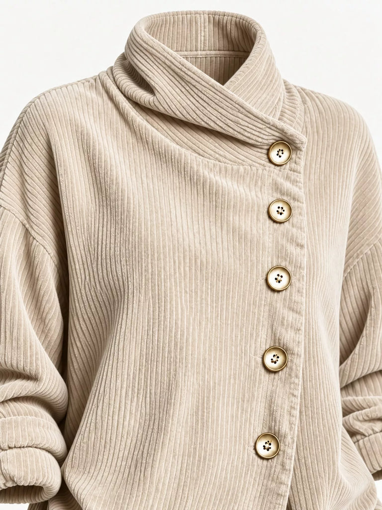 LaLa Asymmetric Button-Down Corduroy Jacket