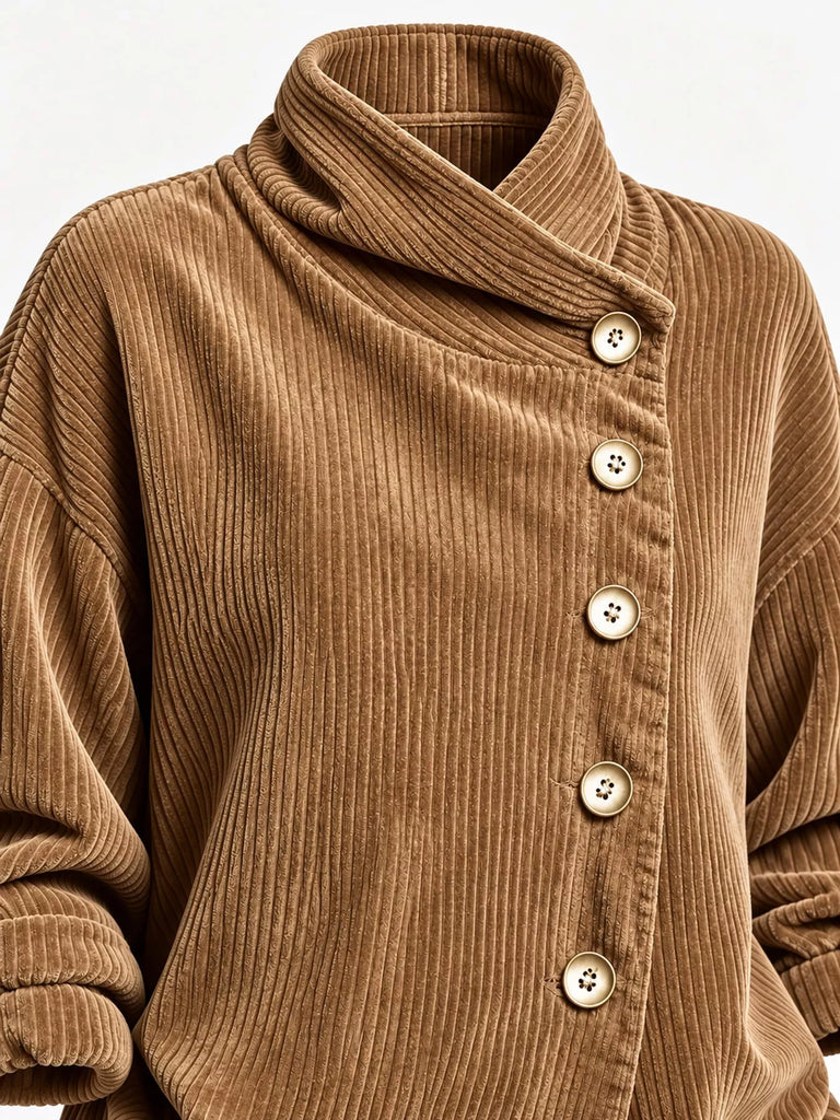 LaLa Asymmetric Button-Down Corduroy Jacket