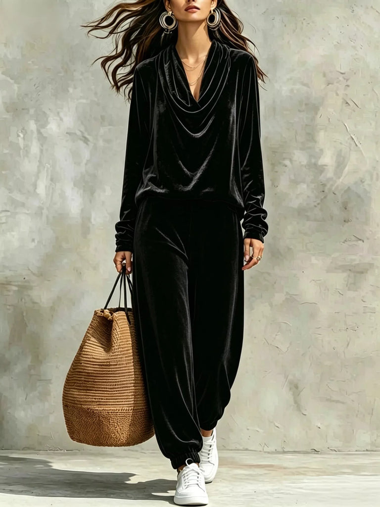 Backroads Cowl Neck Top and Joggers Set