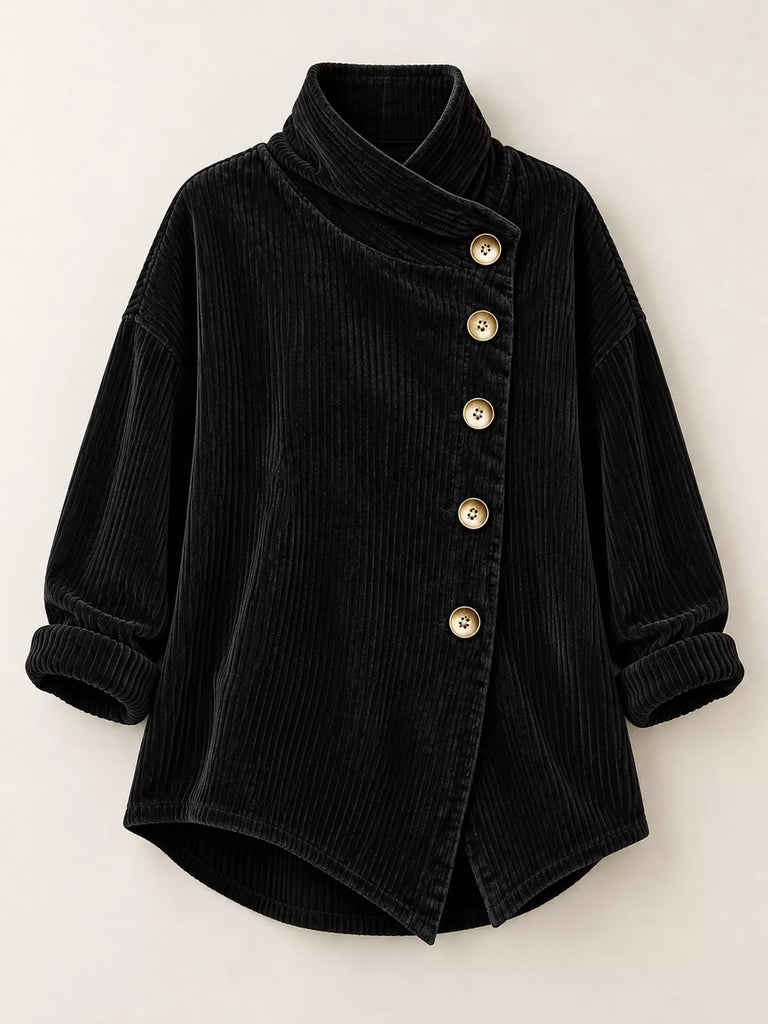 LaLa Asymmetric Button-Down Corduroy Jacket