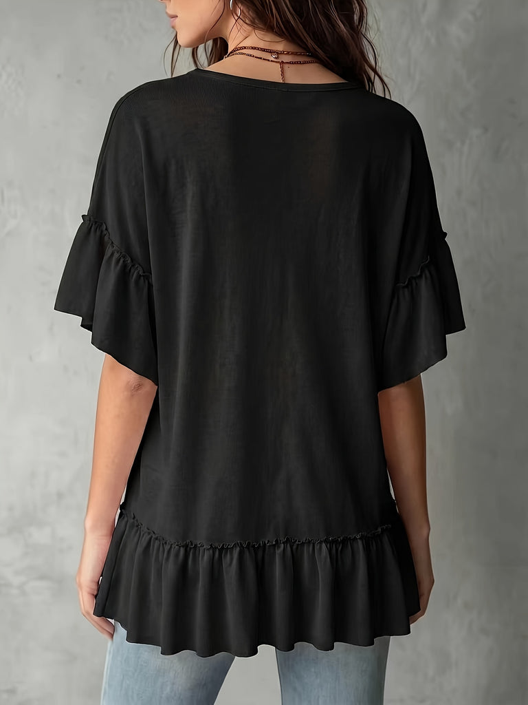 Ibiza Soft Chiffon Ruffled Blouse
