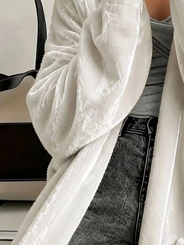 Me and You Velvet Open-Front Velvet Maxi Jacket