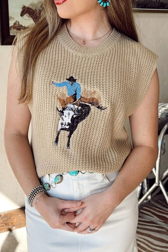 Yee! Haw! Embroidered Bronc Sweater