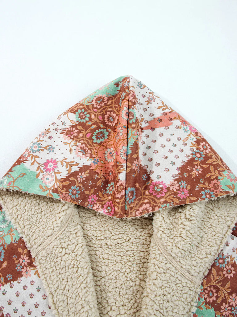 My Time Floral Sherpa Lined Hooded Jacket