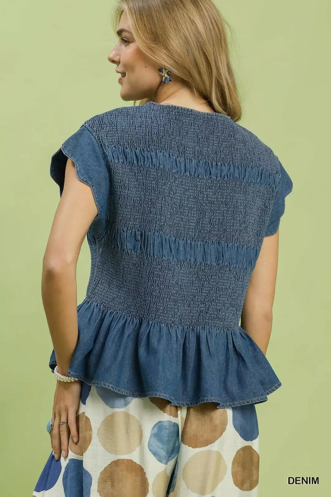 Smocked Peplum Top by Umgee